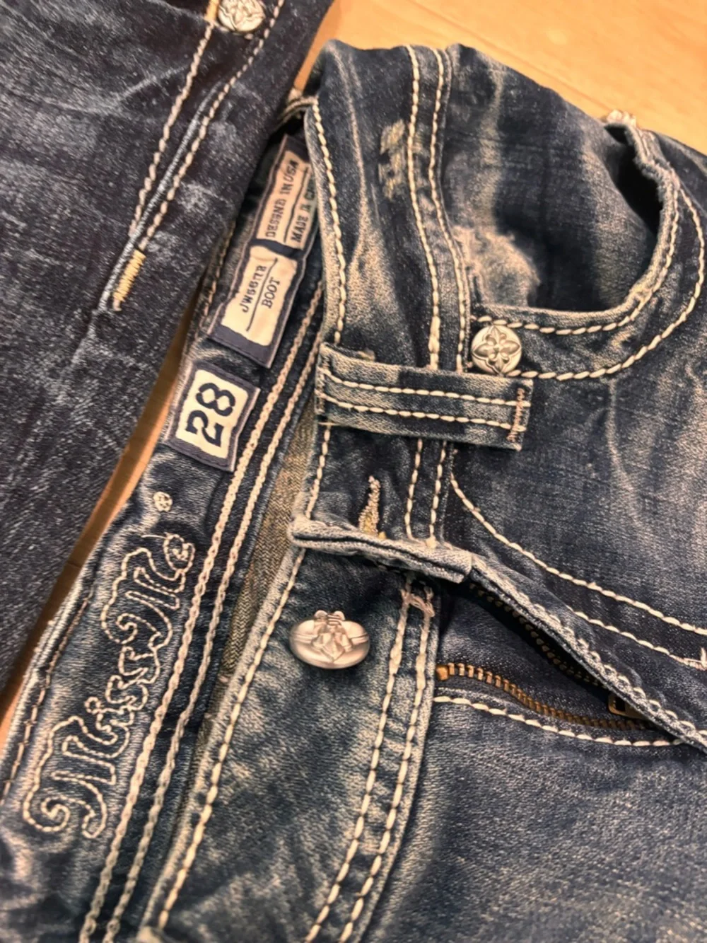 Miss Me Boot Cut Jeans Trio in Dark Indigo, Medium Wash and Light Wash - Picture 4 of 7